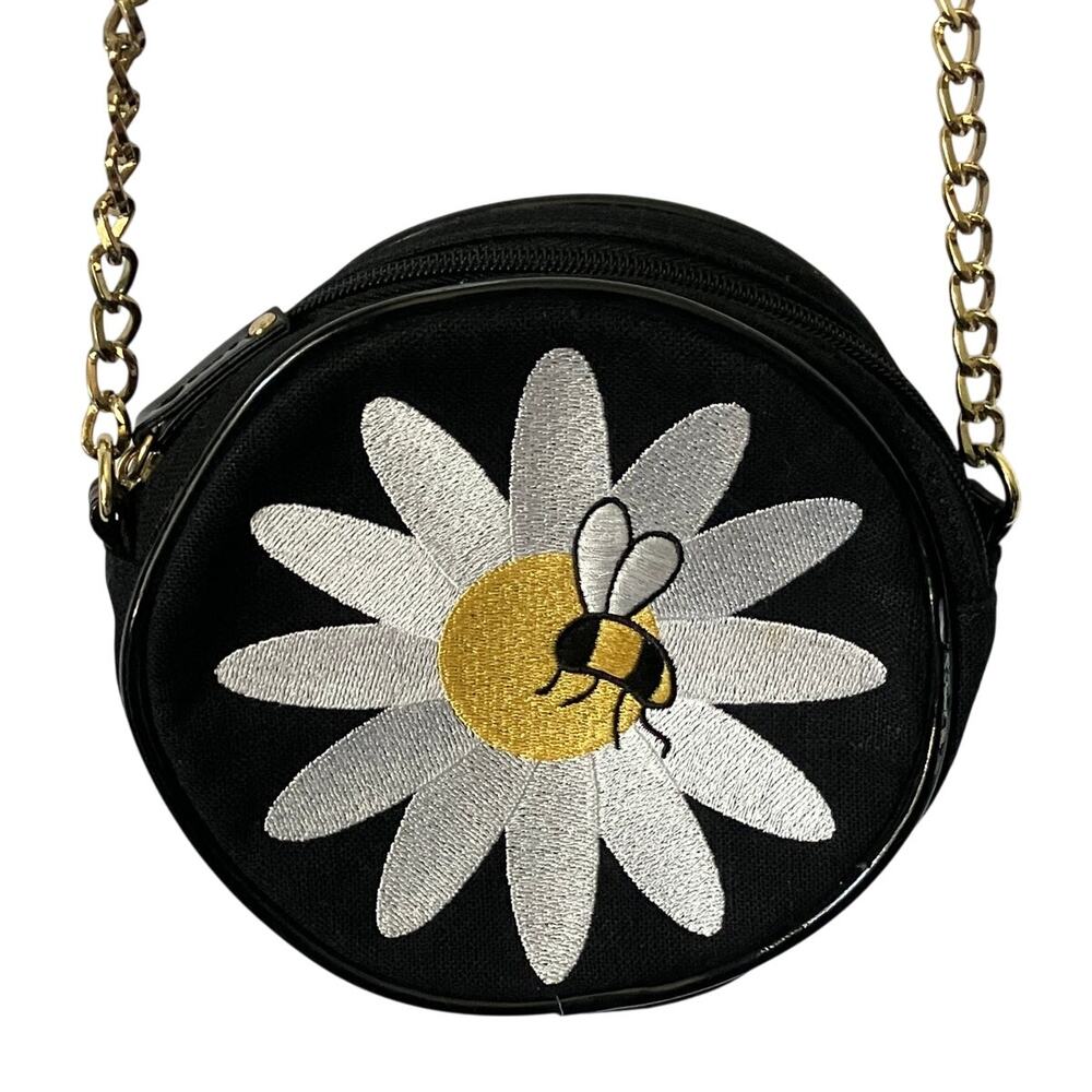 Lulu by Lulu Guinness Purse Crossbody Bag Daisy Bee Round Black Chain Strap